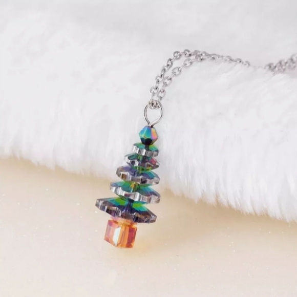 Prism Christmas Tree Necklace (Silver) - Picture 3 of 6
